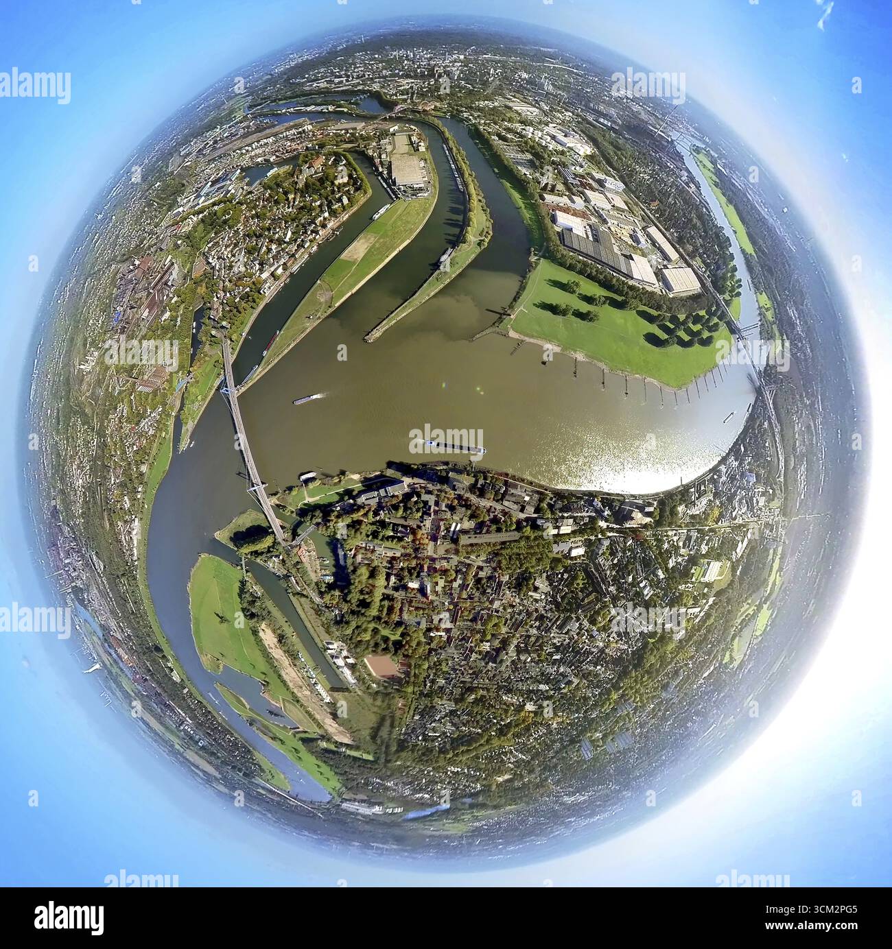 Rhine Ruh Aerial photo, Duisport Duisburg harbour, Ruhr river mouth into the ...