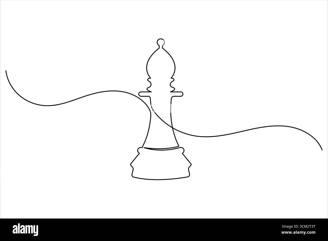 Knight chess continuous one line drawing of isolated outline vector ...