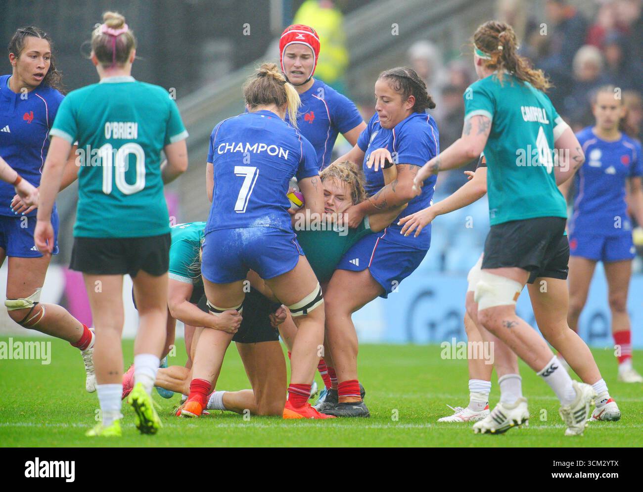 Ireland's Beibhinn Parsons is tackled during the Women's Rugby World ...