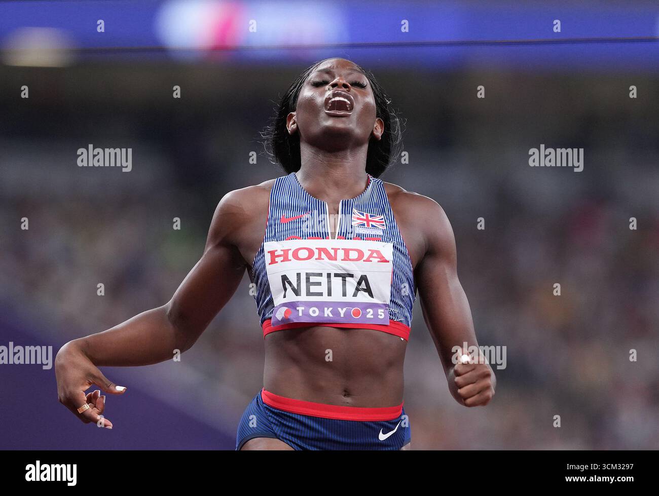(250914) -- TOKYO, Sept. 14, 2025 (Xinhua) -- Daryll Neita of Britain ...
