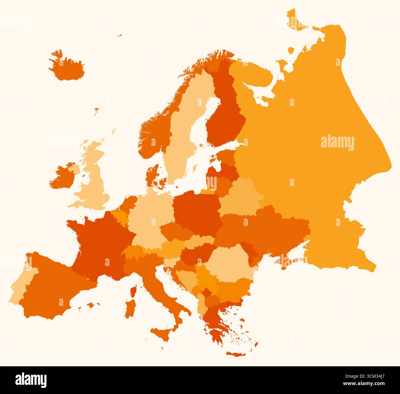 Map of Europe with countries. Just a simple continent border map with ...