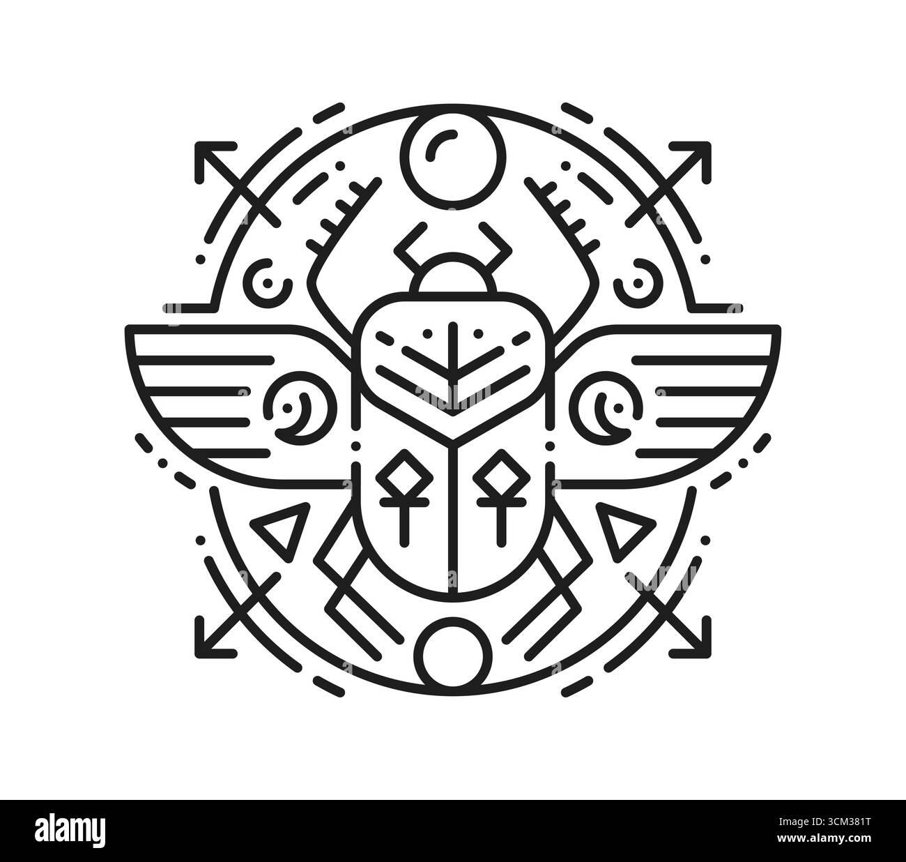 Egyptian scarab beetle esoteric line tattoo. Egypt culture esoteric ...