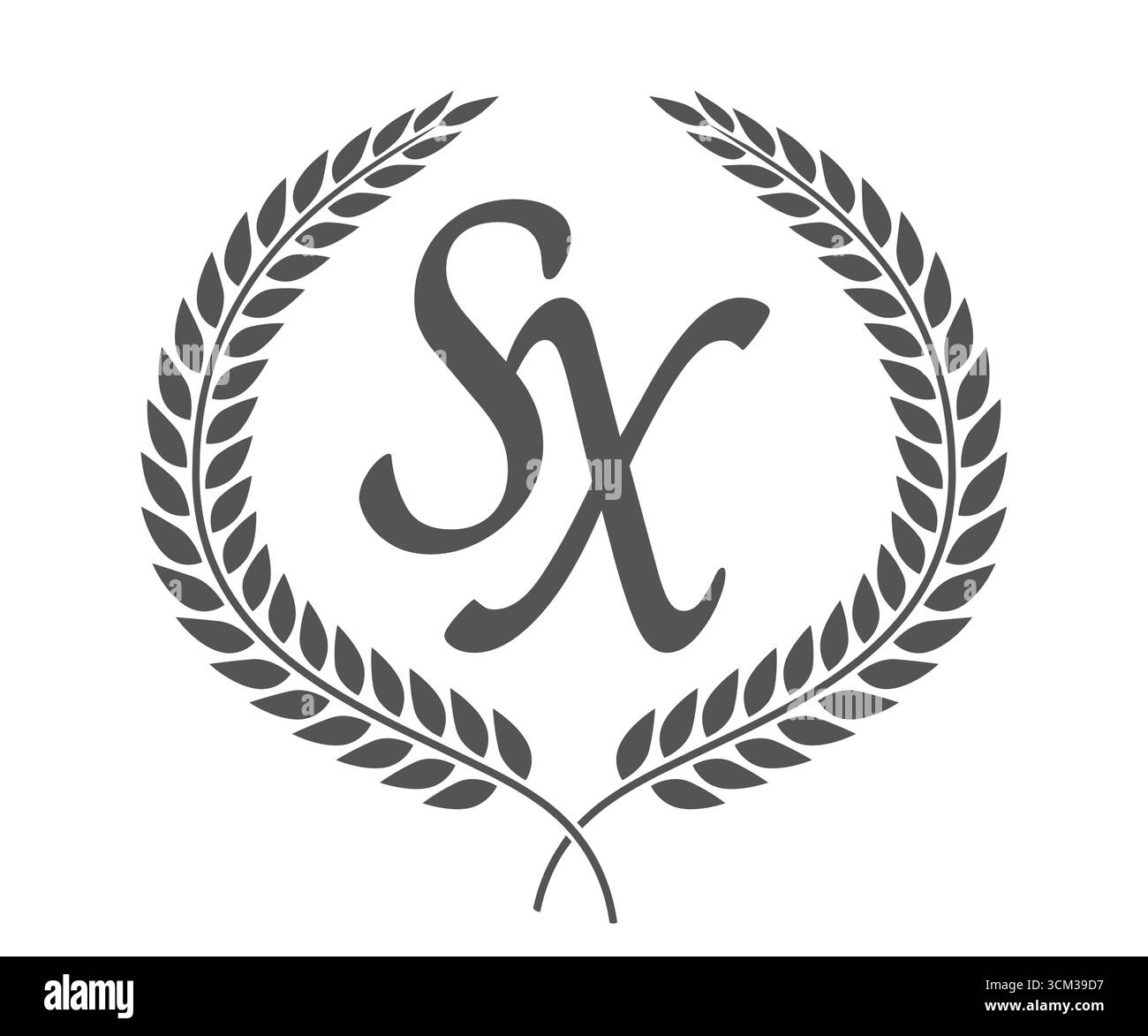 Initial letter S and X, SX monogram logo design with laurel wreath ...