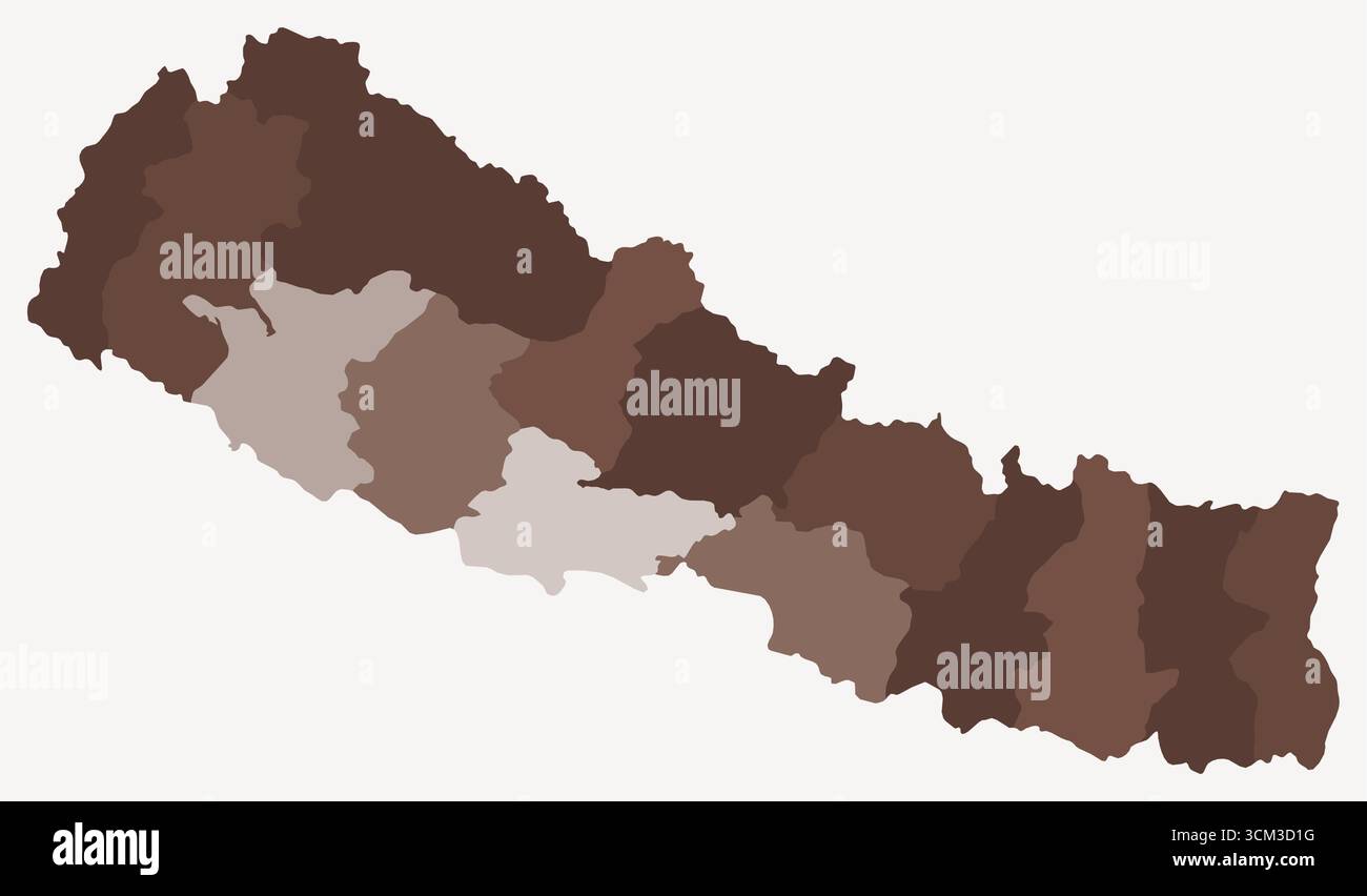 Map of Nepal with regions. Just a simple country border map with region ...