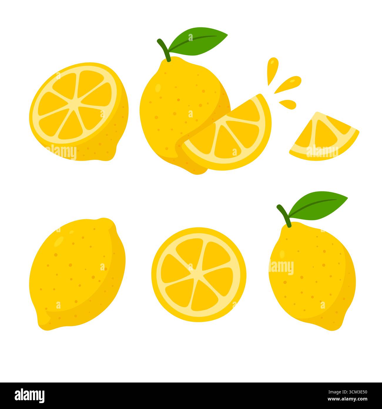 Flat style lemon set isolated on white background Stock Vector Image ...