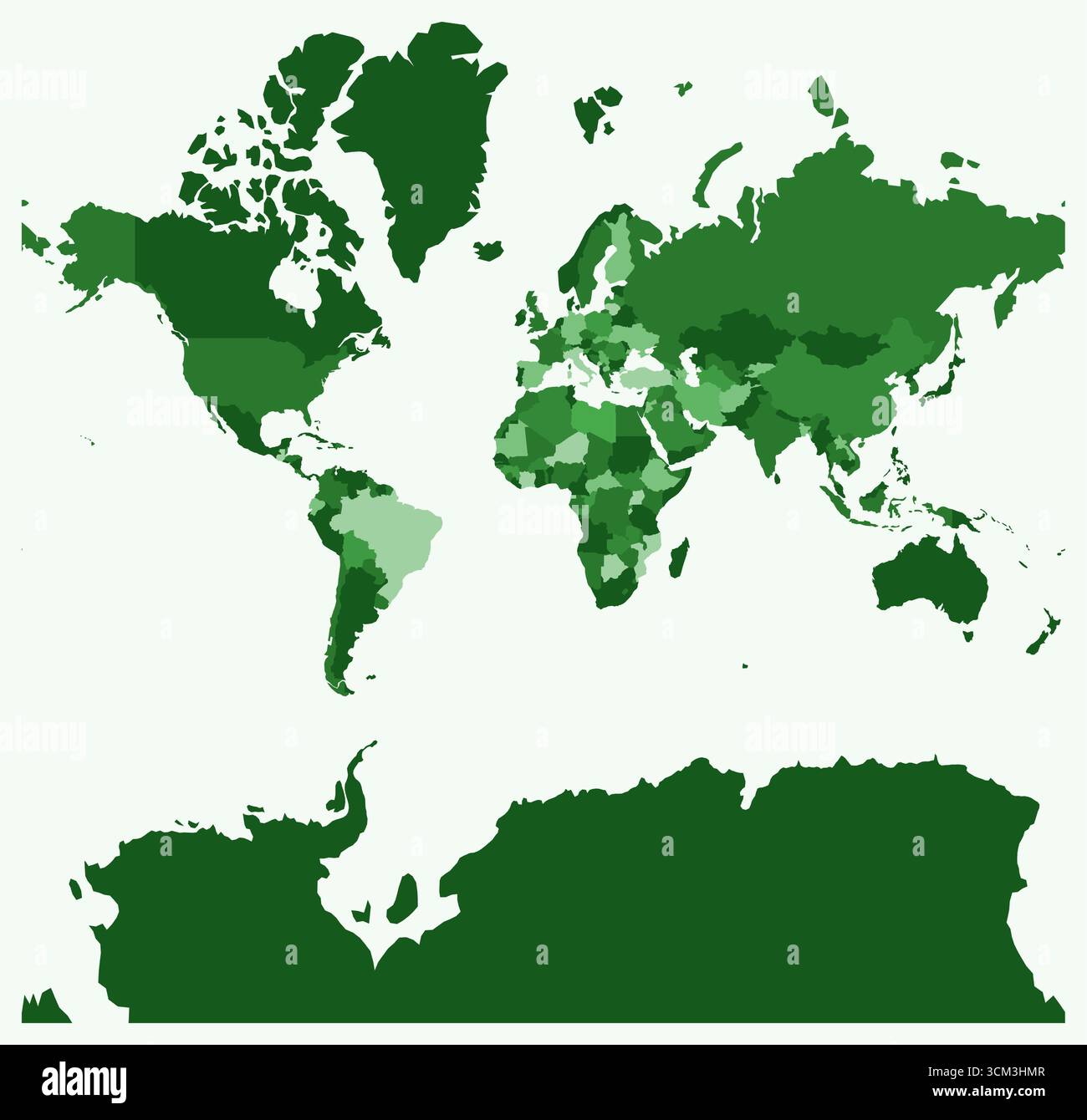 Map of World. Just a simple border map with country division. Green ...