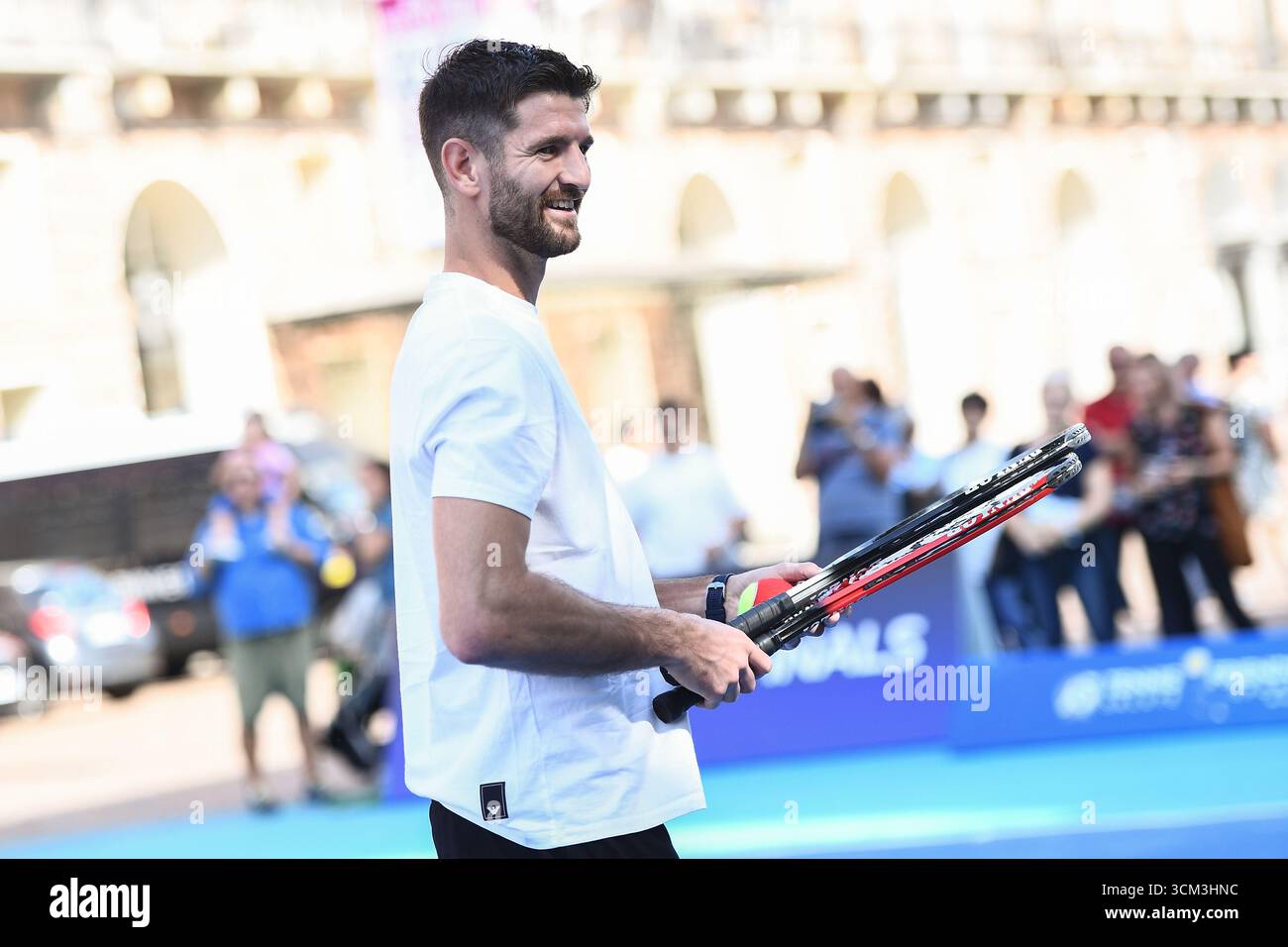 Torino, Italia. 14th Sep, 2025. Andrea Vavassori durante il Tennis and Friends a Torino, Italia - Cronaca - domenica 14 settembre 205 - ( Photo Alberto Gandolfo/LaPresse ) Andrea Vavassori during the Tennis and Friends in Turin, Italy - Sunday, September 14, 2025 - News - ( Photo Alberto Gandolfo/LaPresse ) Credit: LaPresse/Alamy Live News Stock Photo