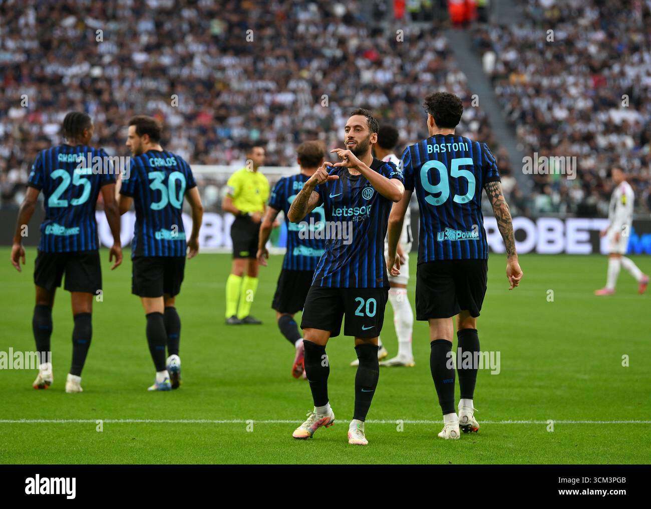 Hakan Calhanoglu Of Inter FC Celebrates After Scoring A Goal During hakan-calhanoglu-of-inter-fc-celebrates-after-scoring-a-goal-during