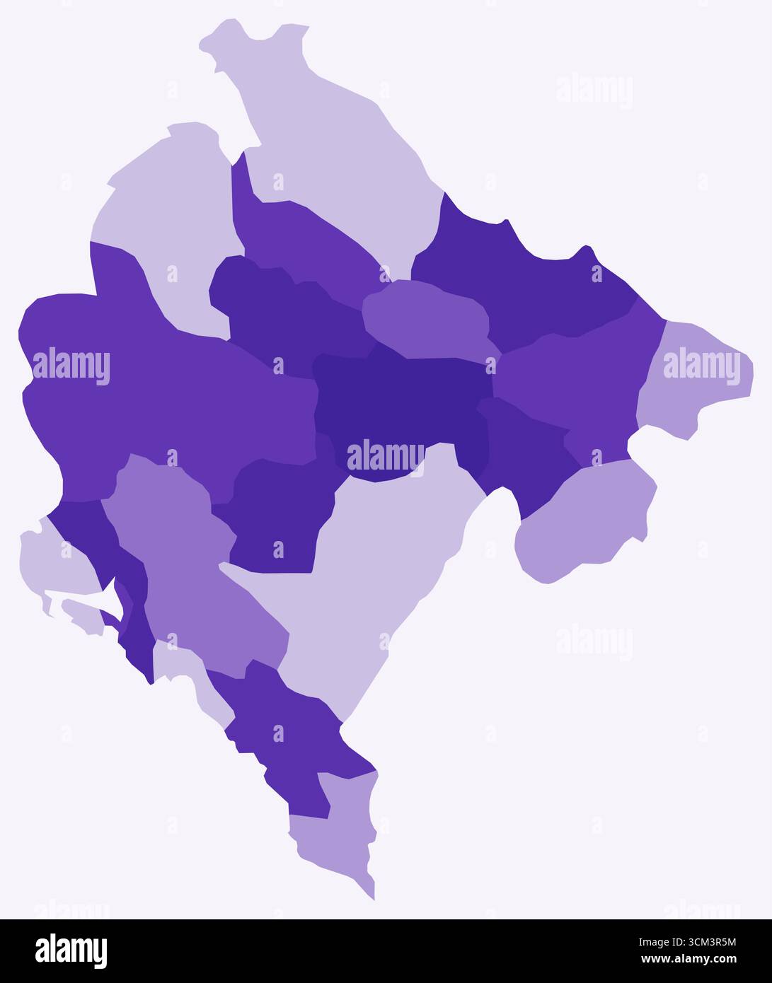 Map of Montenegro with regions. Just a simple country border map with ...