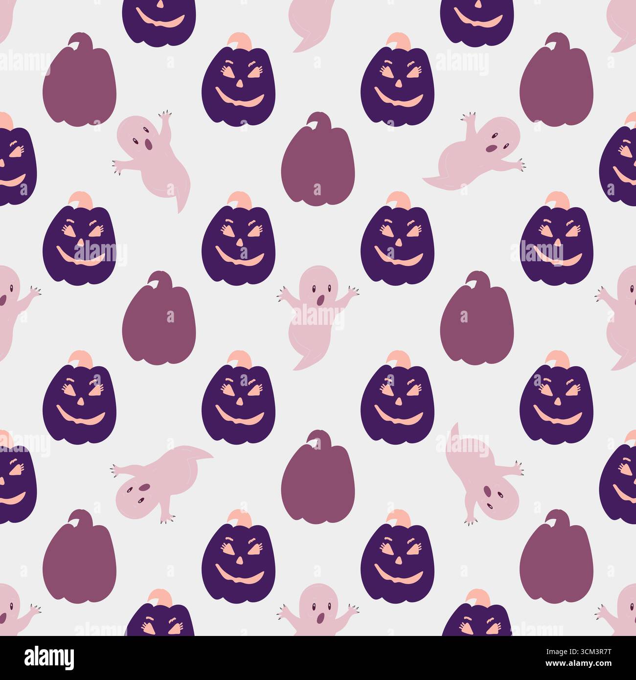 Seamless pattern with cute Halloween elements. Stock Vector