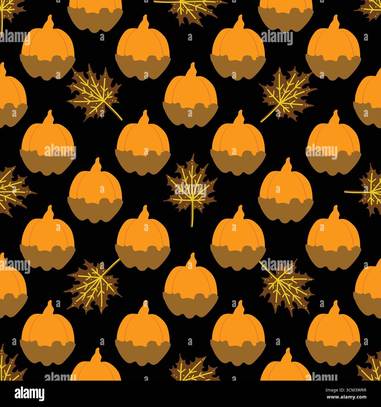 Seamless pattern with cute Halloween elements. Stock Vector