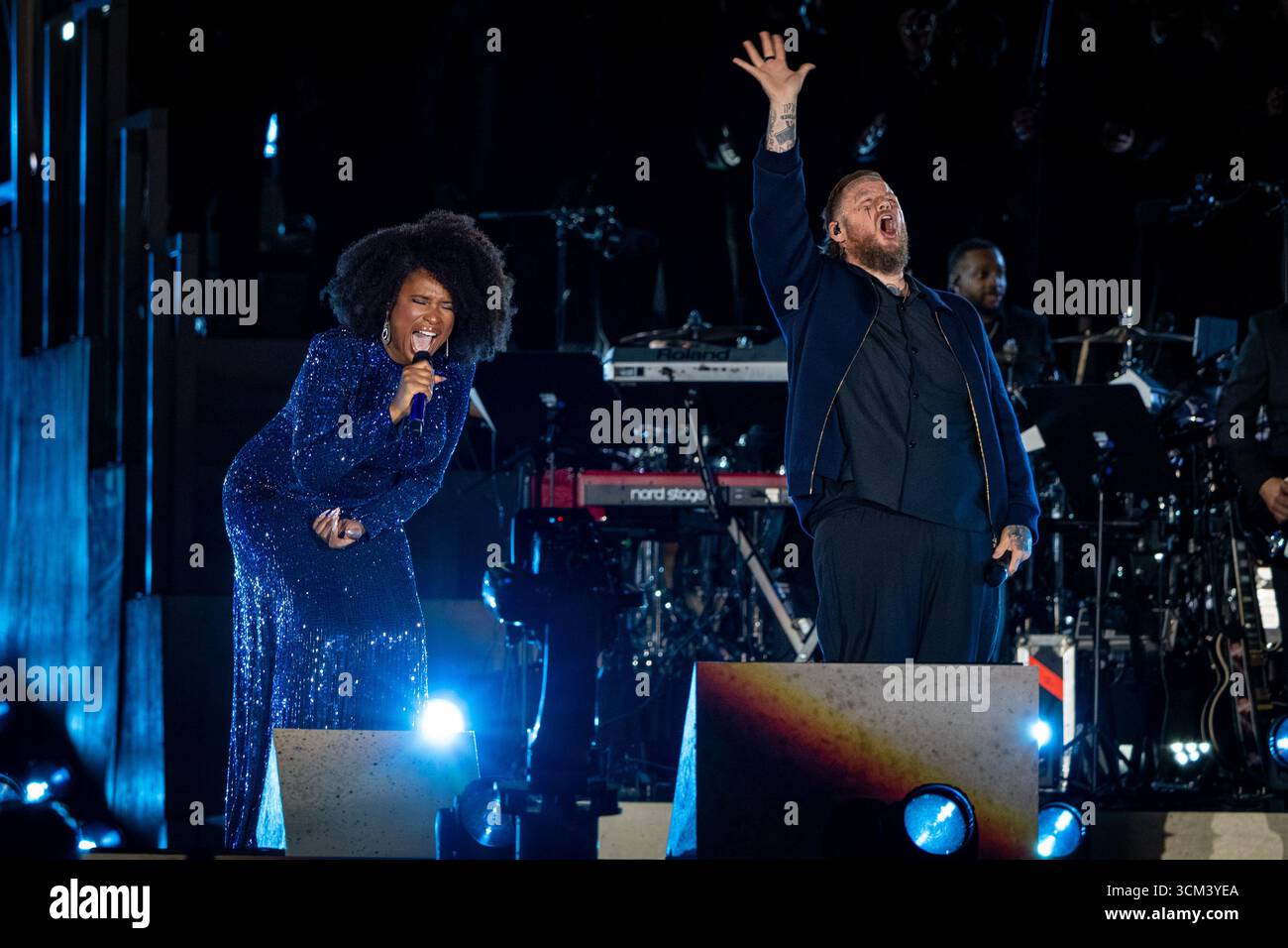 Vatican, Vatican. 13th Sep, 2025. Jennifer Hudson and Jelly Roll perform on the stage during the “