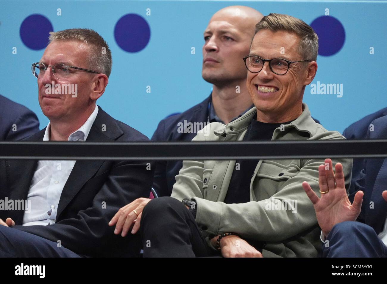 The Presidents of Latvia Edgars Rinkevics, left, and Finland's ...