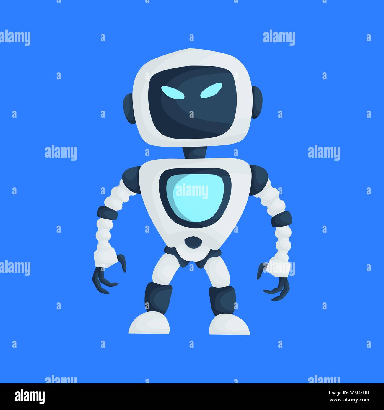 Robot Color Simple A cartoon style robot, designed with clean lines and simple shapes. The ...