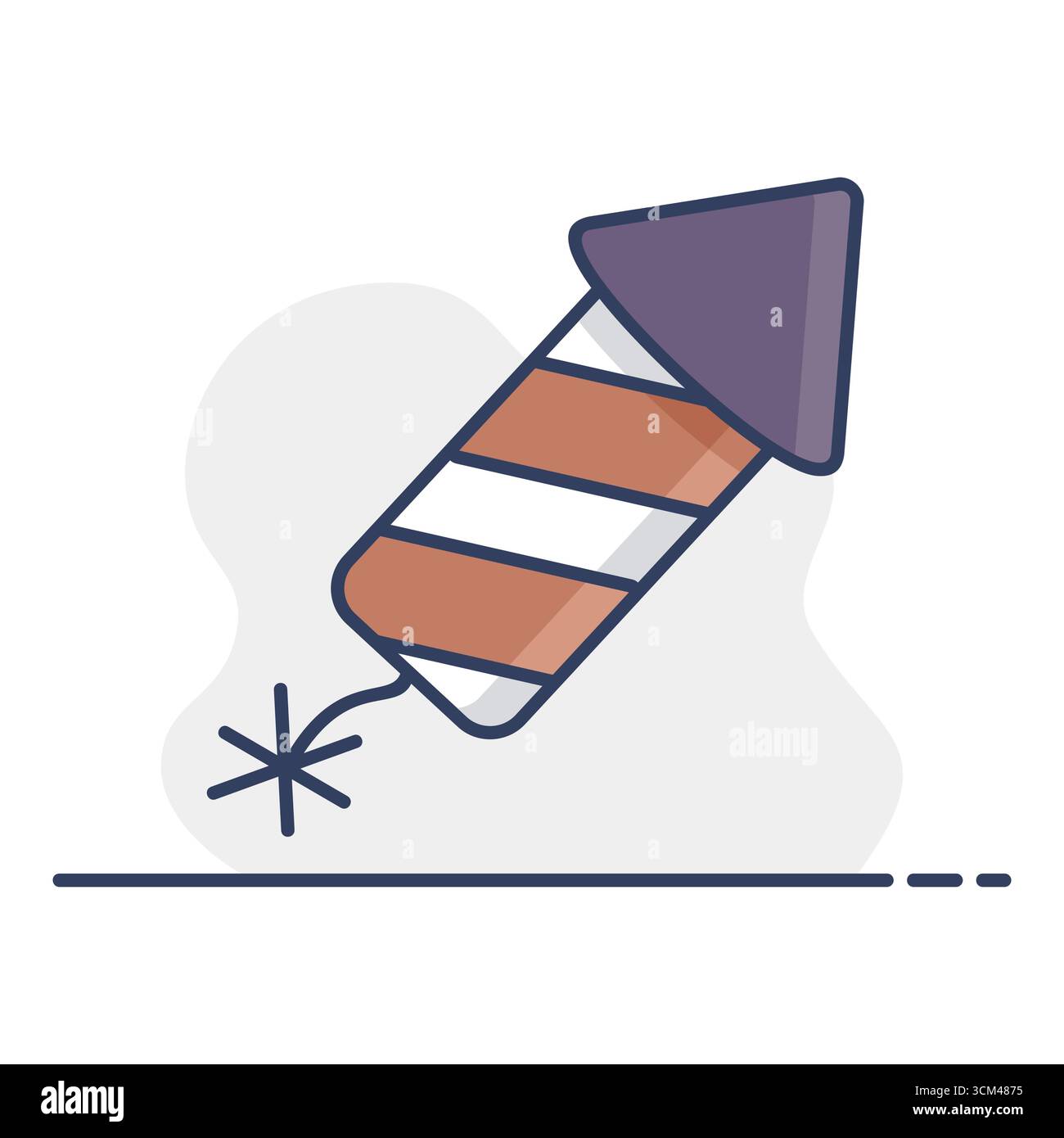A dynamic icon of a festive firework rocket with a lit fuse, ready to launch. This illustration is perfect for conveying excitement, celebration, and Stock Vector