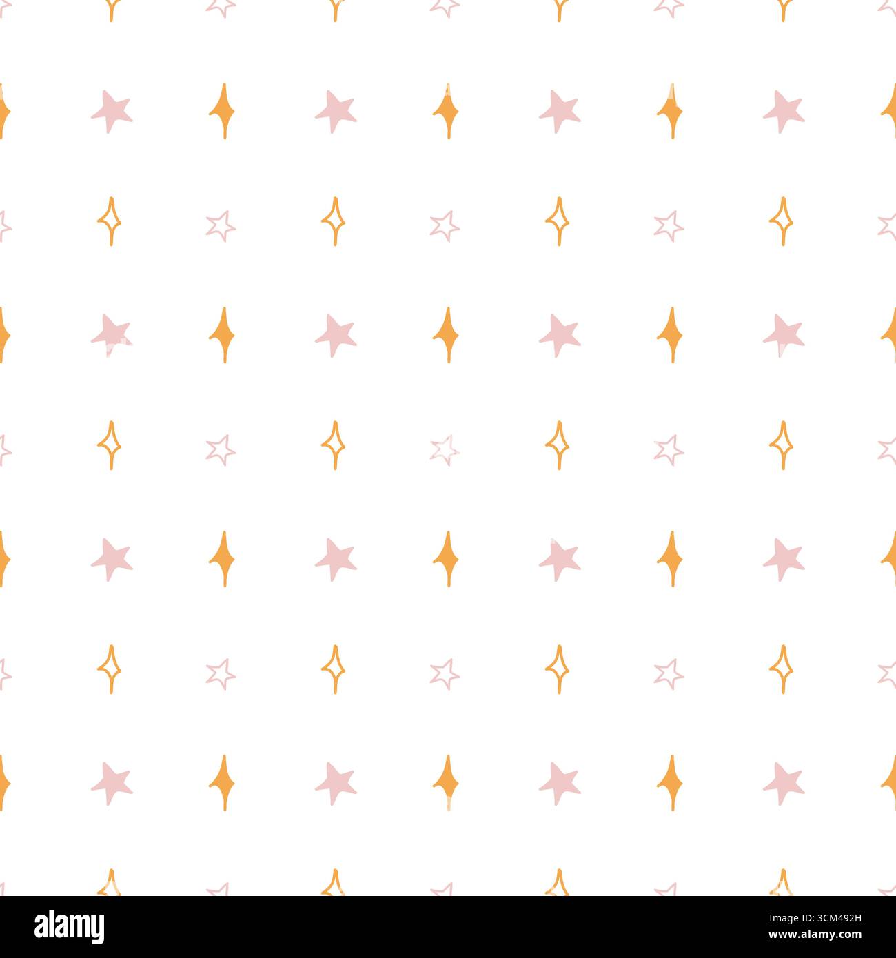 Cute baby seamless pattern with pink and yellow stars on white ...