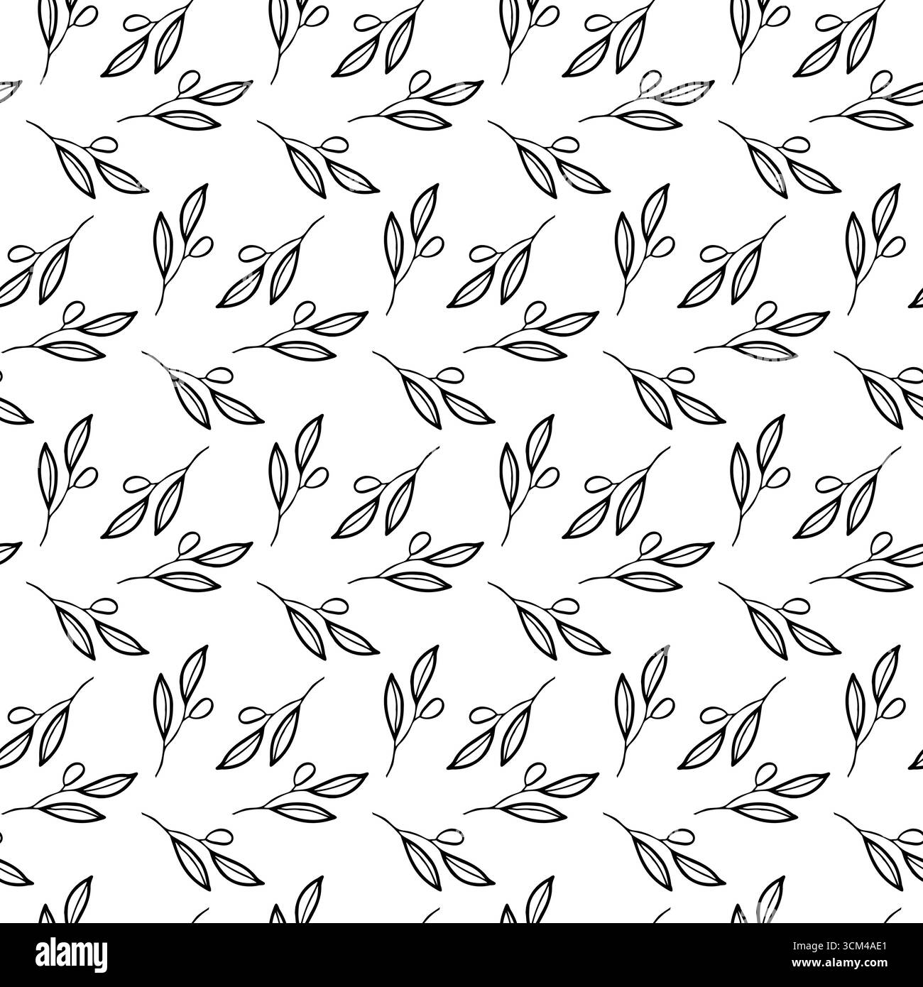 Olive branch hand drawn leaves seamless pattern for textile design ...
