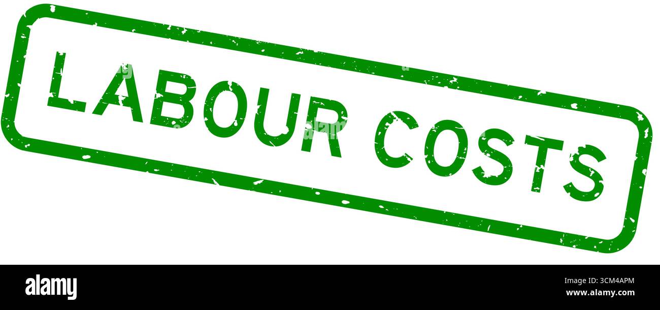 Grunge green labour costs word square rubber seal stamp on white background Stock Vector