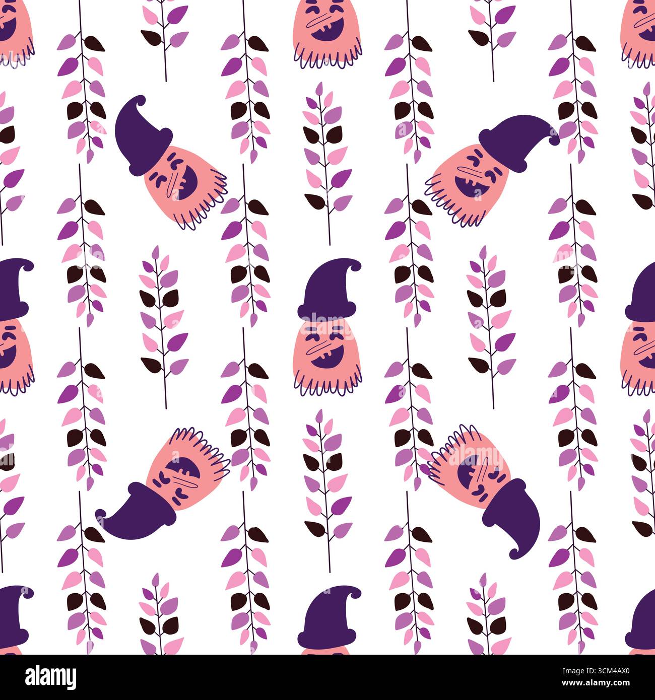 Seamless pattern with cute Halloween elements. Stock Vector
