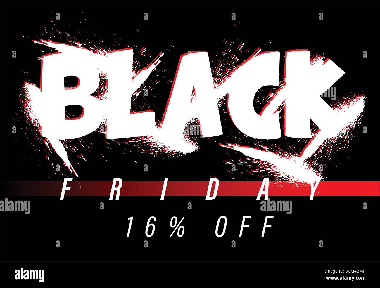 Black friday splashes white paint on black background Stock Vector