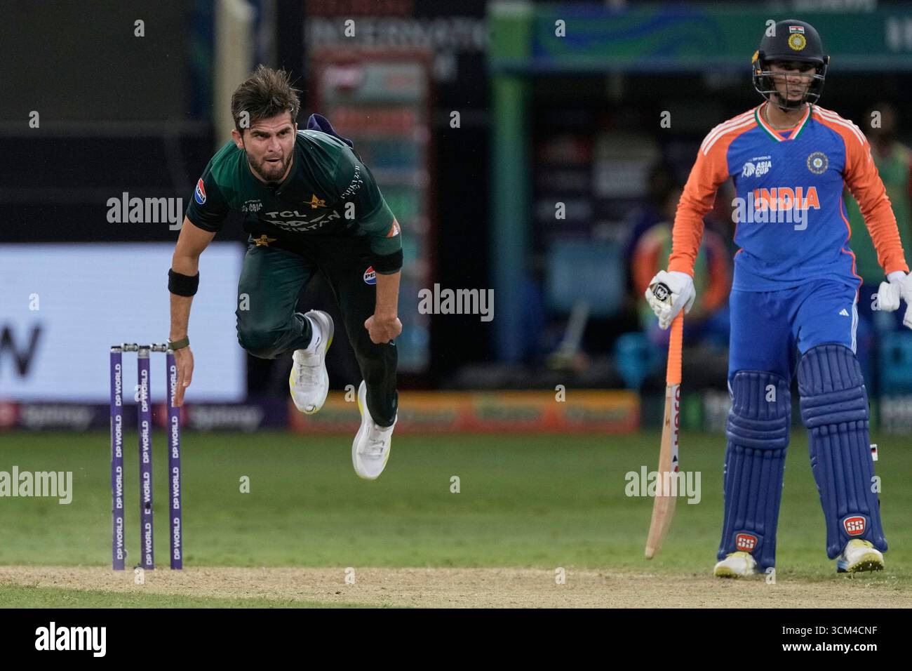Pakistan's Shaheen Shah Afridi bowls a delivery during the Asia Cup ...