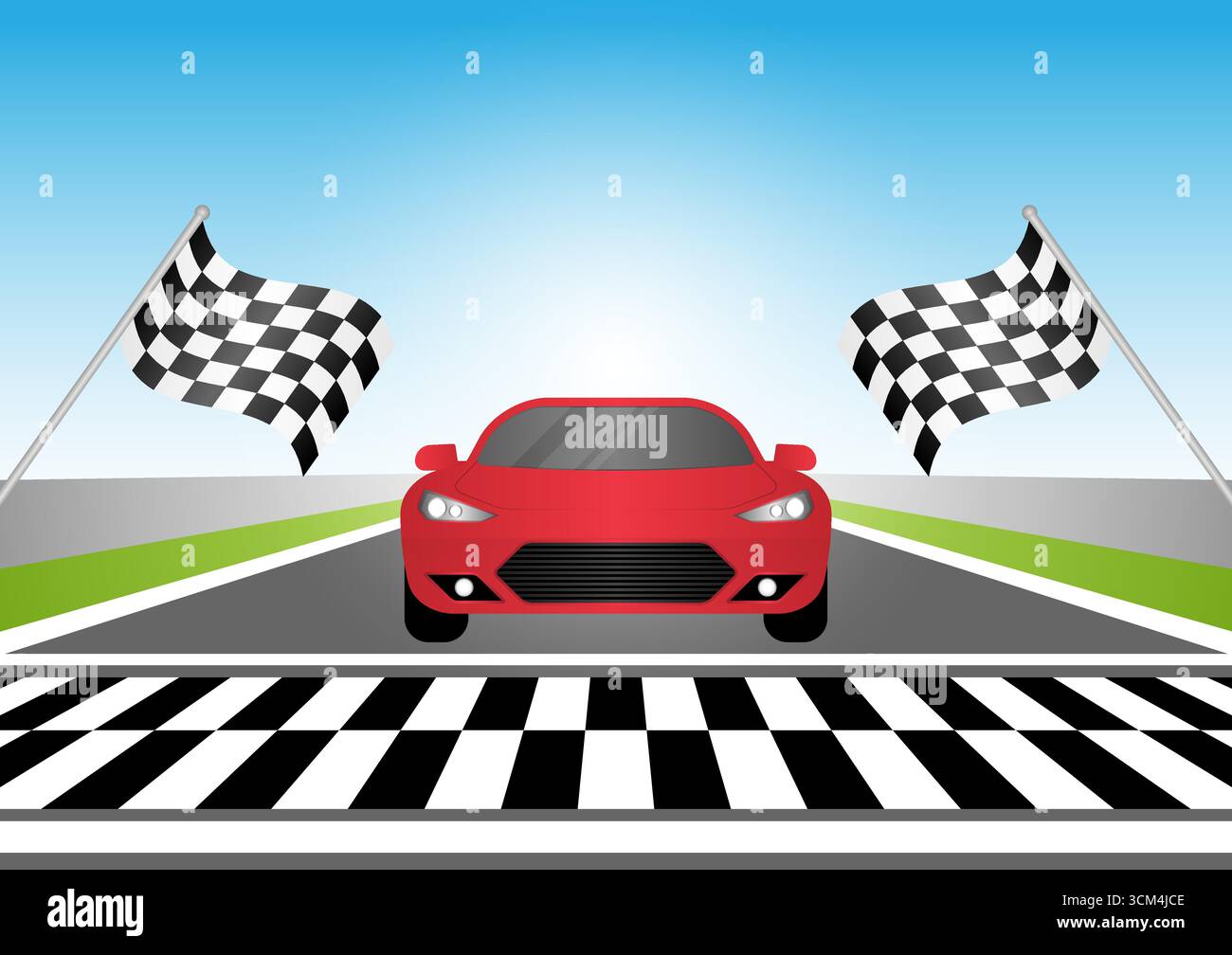 Racing Car Driving on Racing Track. Sport Racing Track With Stadium ...