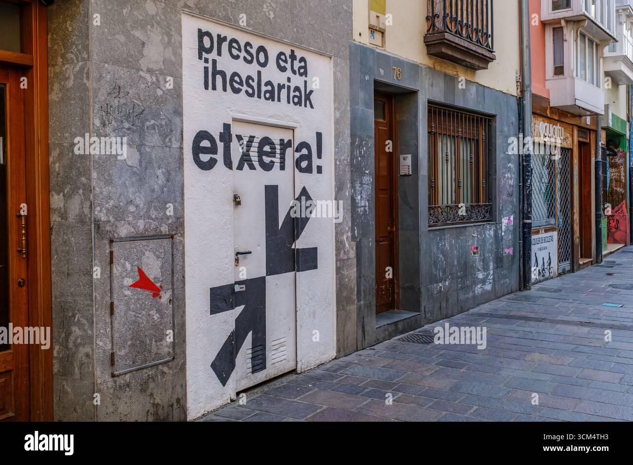 Basque Pritest Urban Street With Painted Political Message Advocating Return of Basque ...
