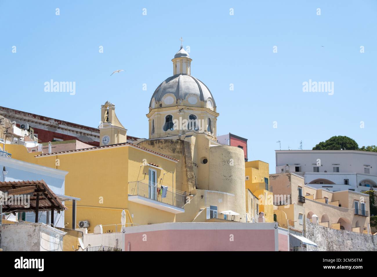 Detail view of Coricella Santuario S. Maria delle Grazie Incoronata, Procida Island, Gulf of Naples, Italy, Europe Stock Photo