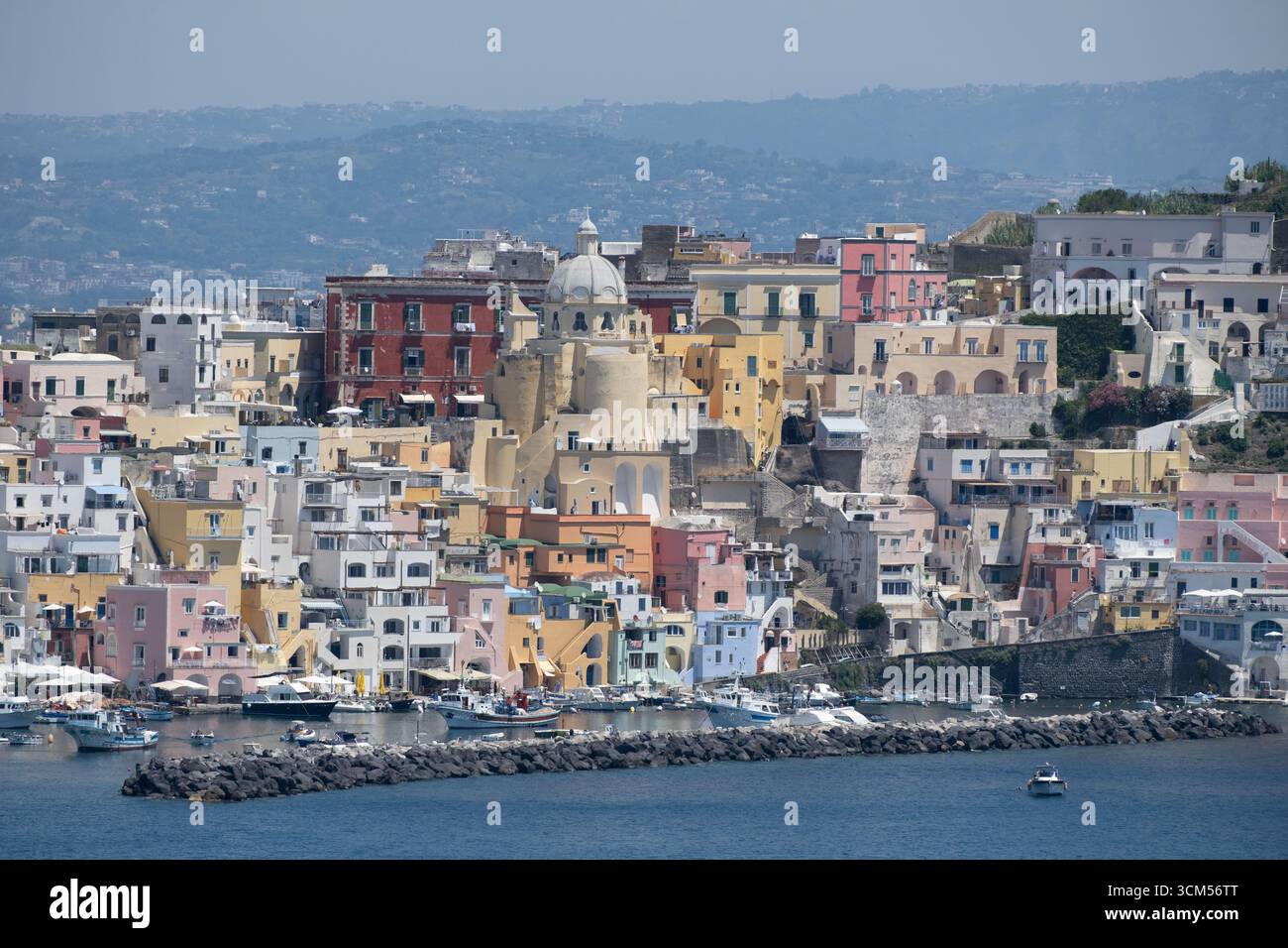 View of Coricella and its harbor, Procida Island, Gulf of Naples, Italy, Europe Stock Photo