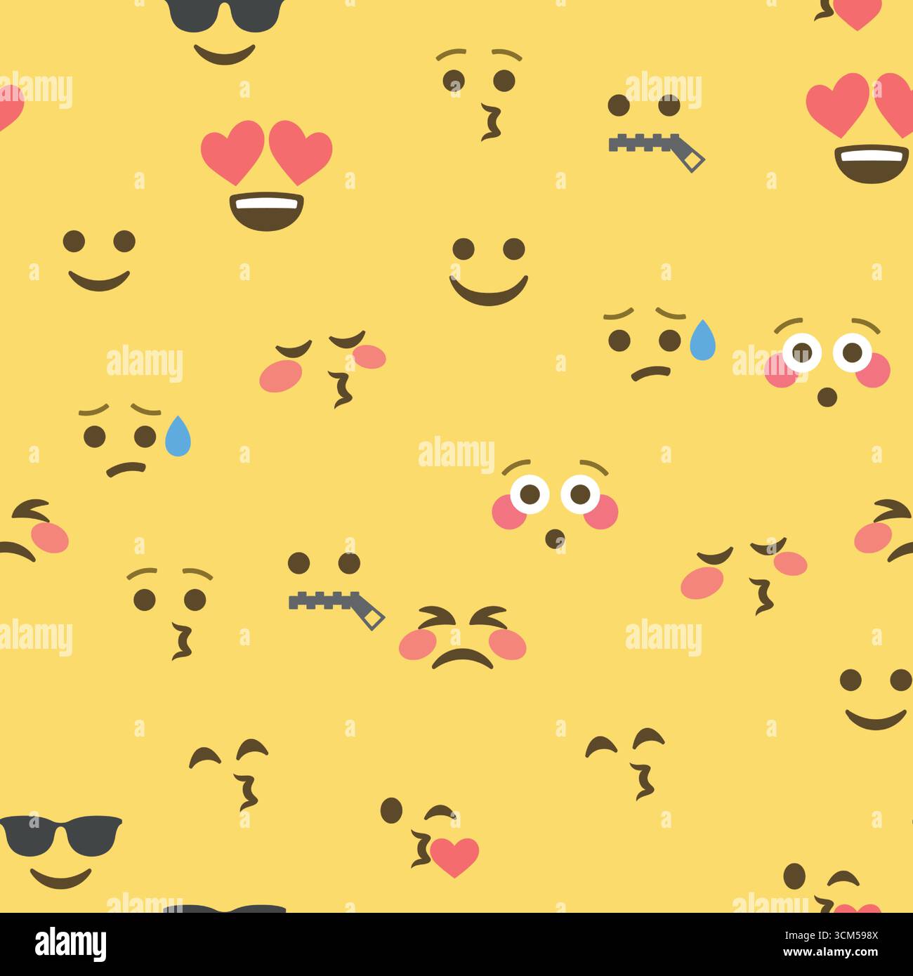 Seamless pattern of emoticons and emoji, emoji vector illustration ...