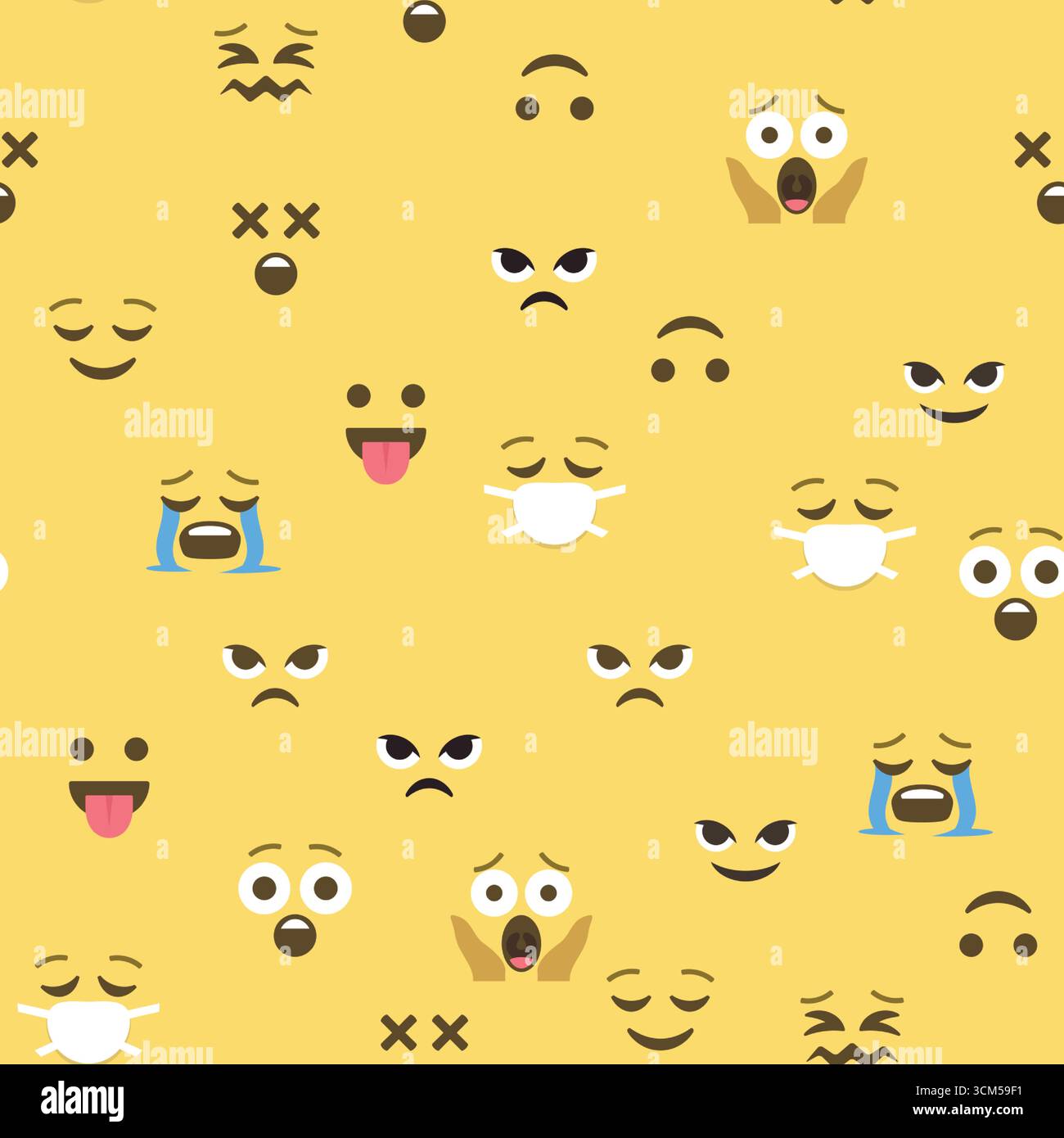 Seamless pattern of emoticons and emoji, emoji vector illustration ...