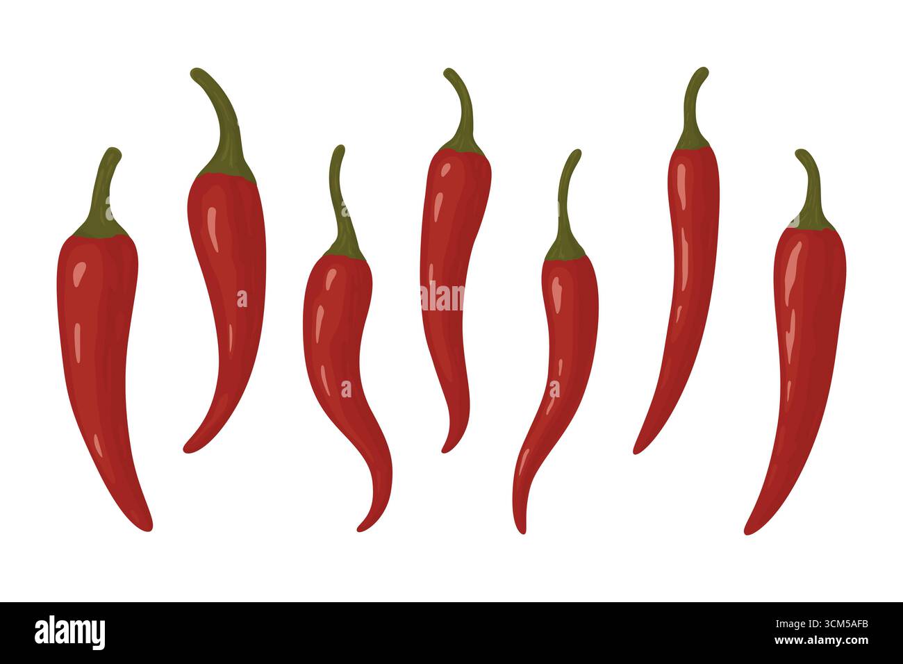 Red Chili Pepper Set, Vector Illustration. Hand Drawn Hot Spicy Peppers ...