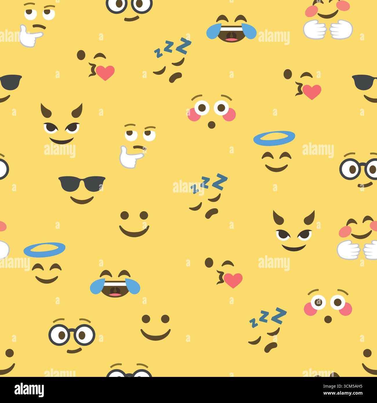 Seamless pattern of emoticons and emoji, emoji vector illustration ...