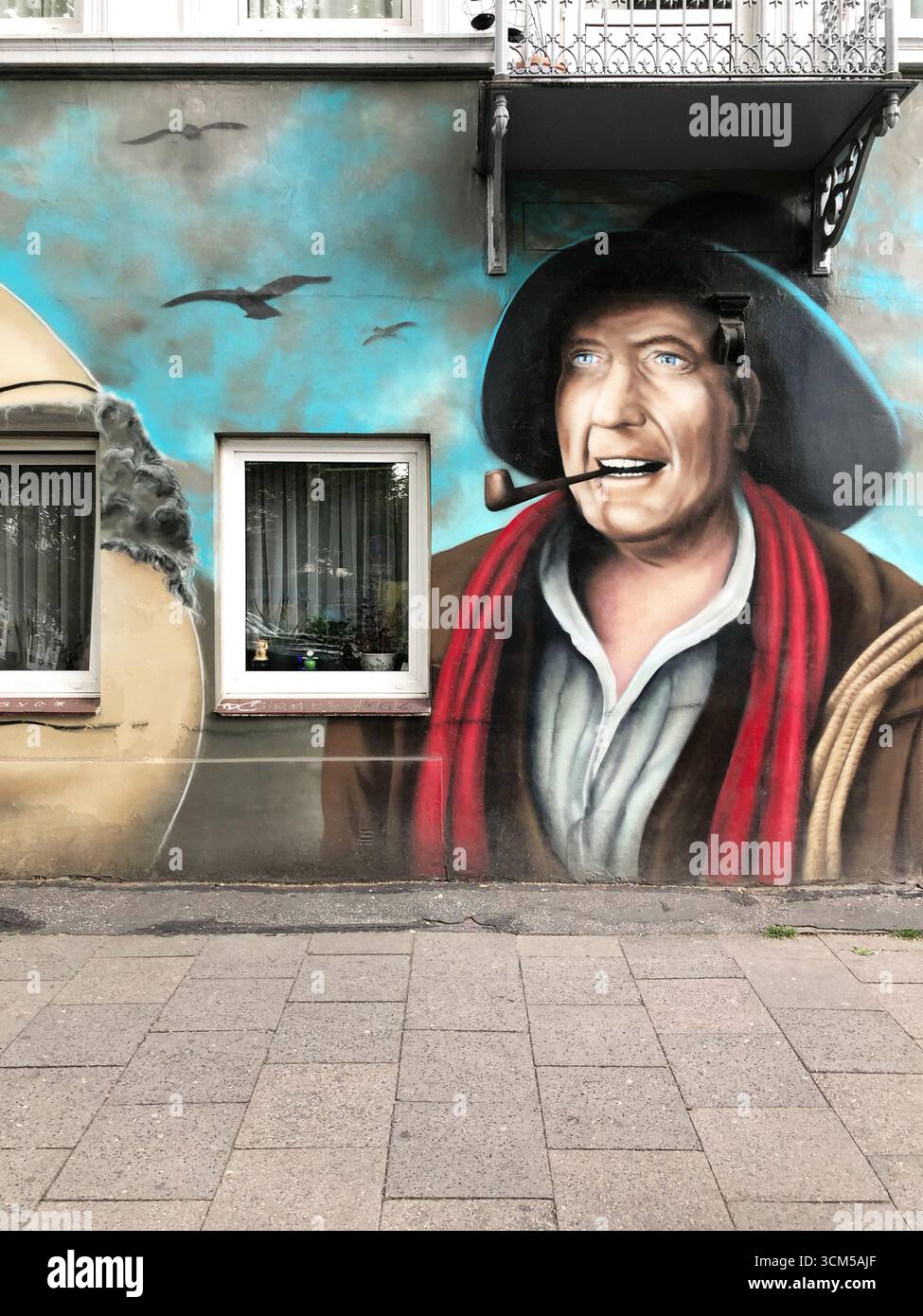 Mural &quot;Hans Albers&quot; in St. Pauli, Hamburg, Germany, Europe Stock Photo