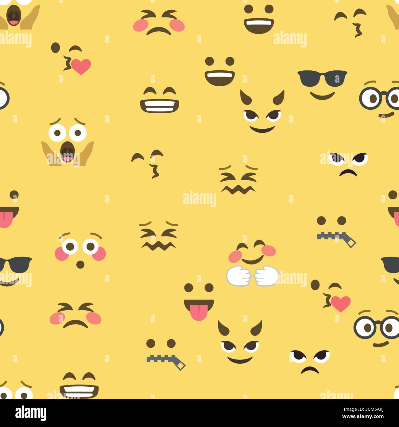 Seamless pattern of emoticons and emoji, emoji vector illustration ...