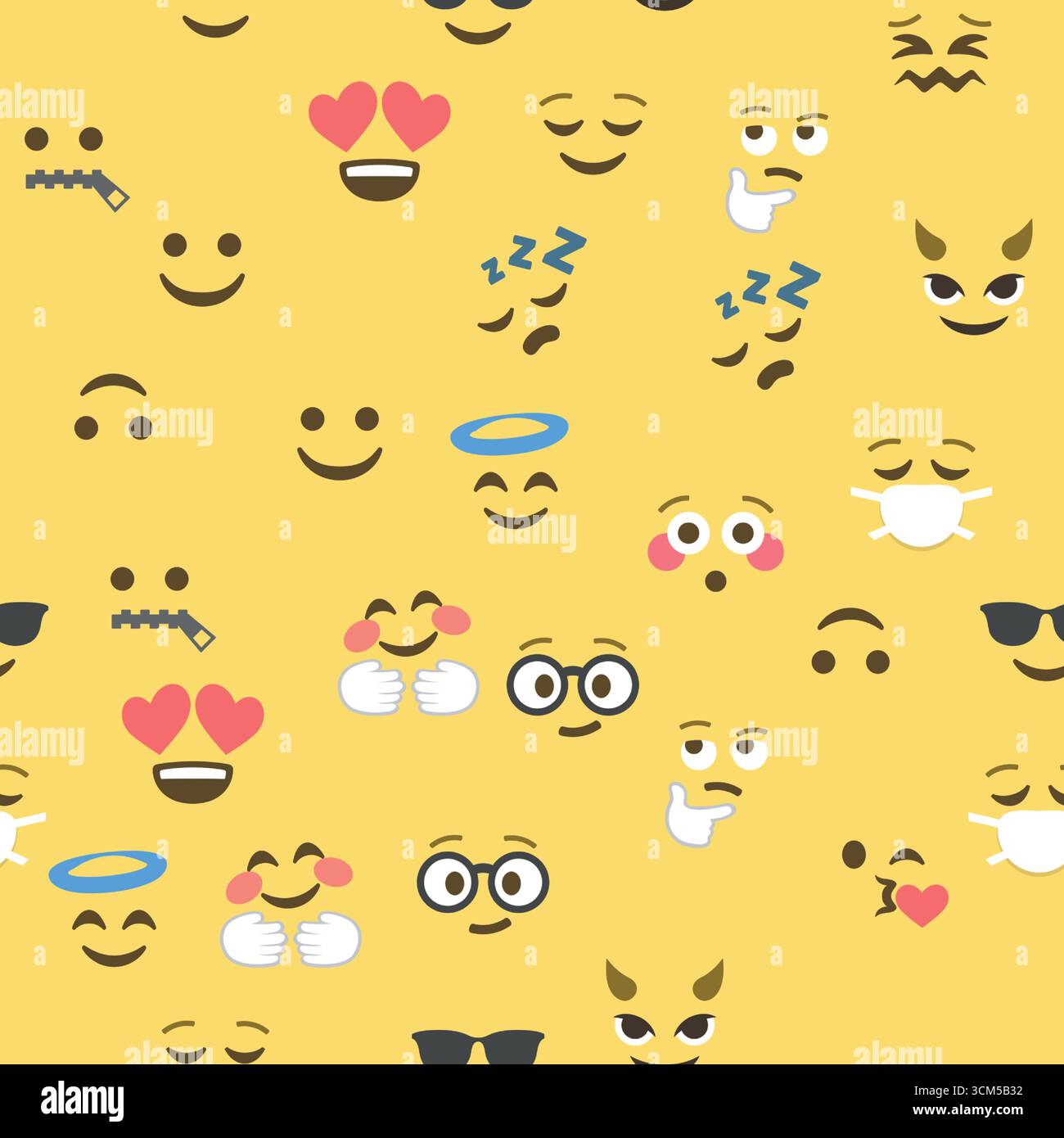 Seamless pattern of emoticons and emoji, emoji vector illustration ...
