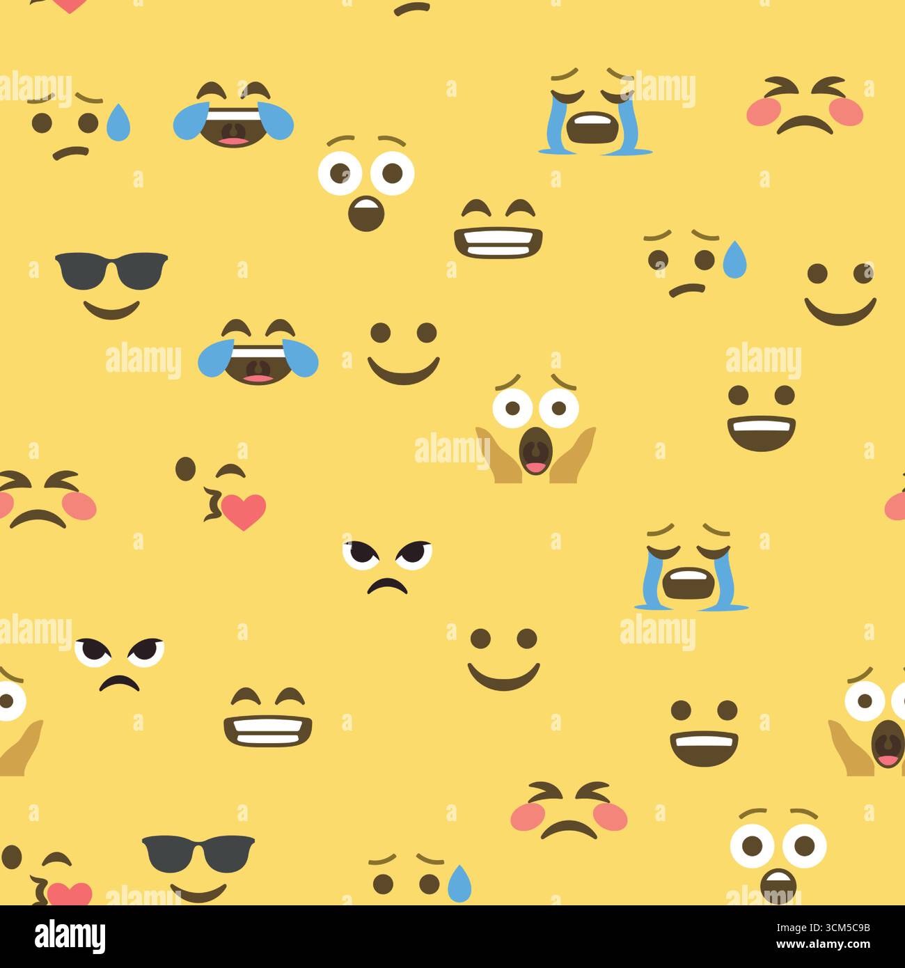 Seamless pattern of emoticons and emoji, emoji vector illustration ...