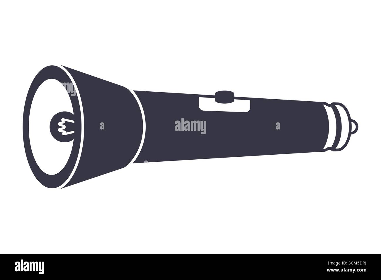 Illustration showing a black flashlight icon on a white background ...