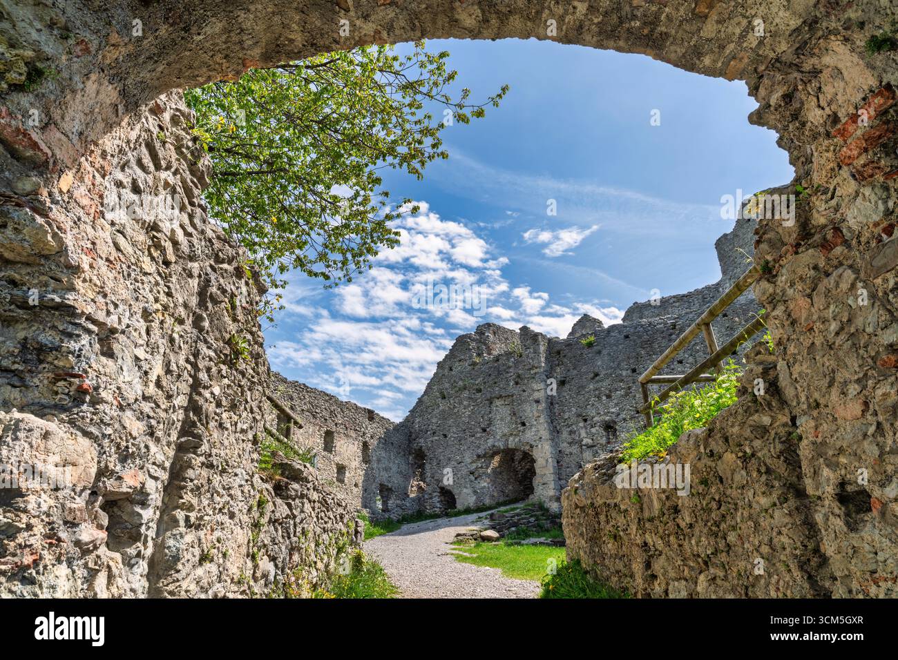 At the Hohenfreyberg castle ruins in the Ostallgäu near Pfronten in summer, Bavaria, Germany, Europe Stock Photo