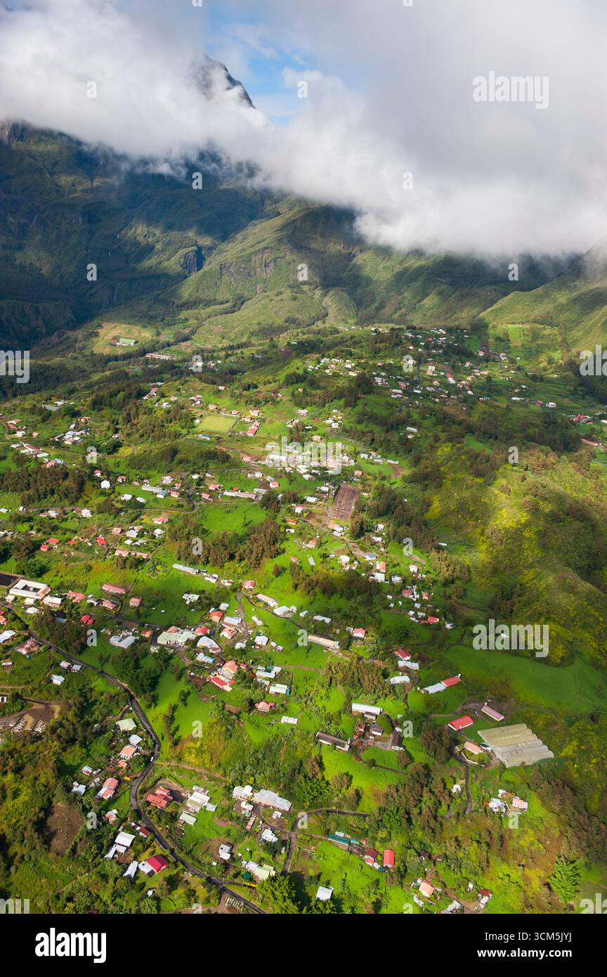 Aerial view over the northwestern coast,Reunion island,overseas departement of France,Indian Ocean Stock Photo