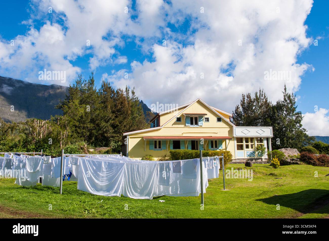 Creole house of La Nouvelle village. Mafate cirque.Reunion island,overseas departement of France,Indian Ocean Stock Photo