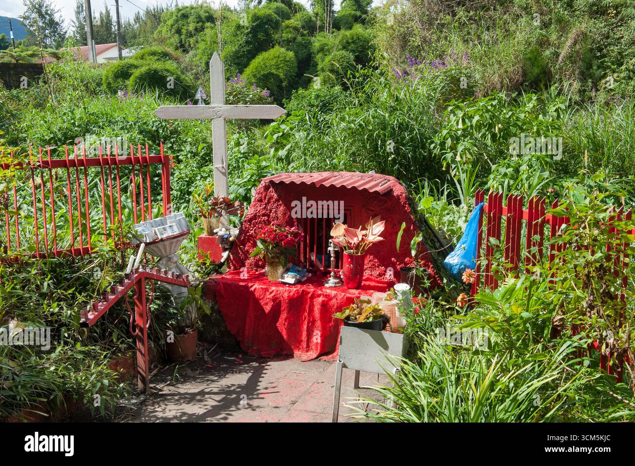 Wayside shrine dedicated to Saint Expedit,Reunion island,overseas departement of France,Indian Ocean Stock Photo
