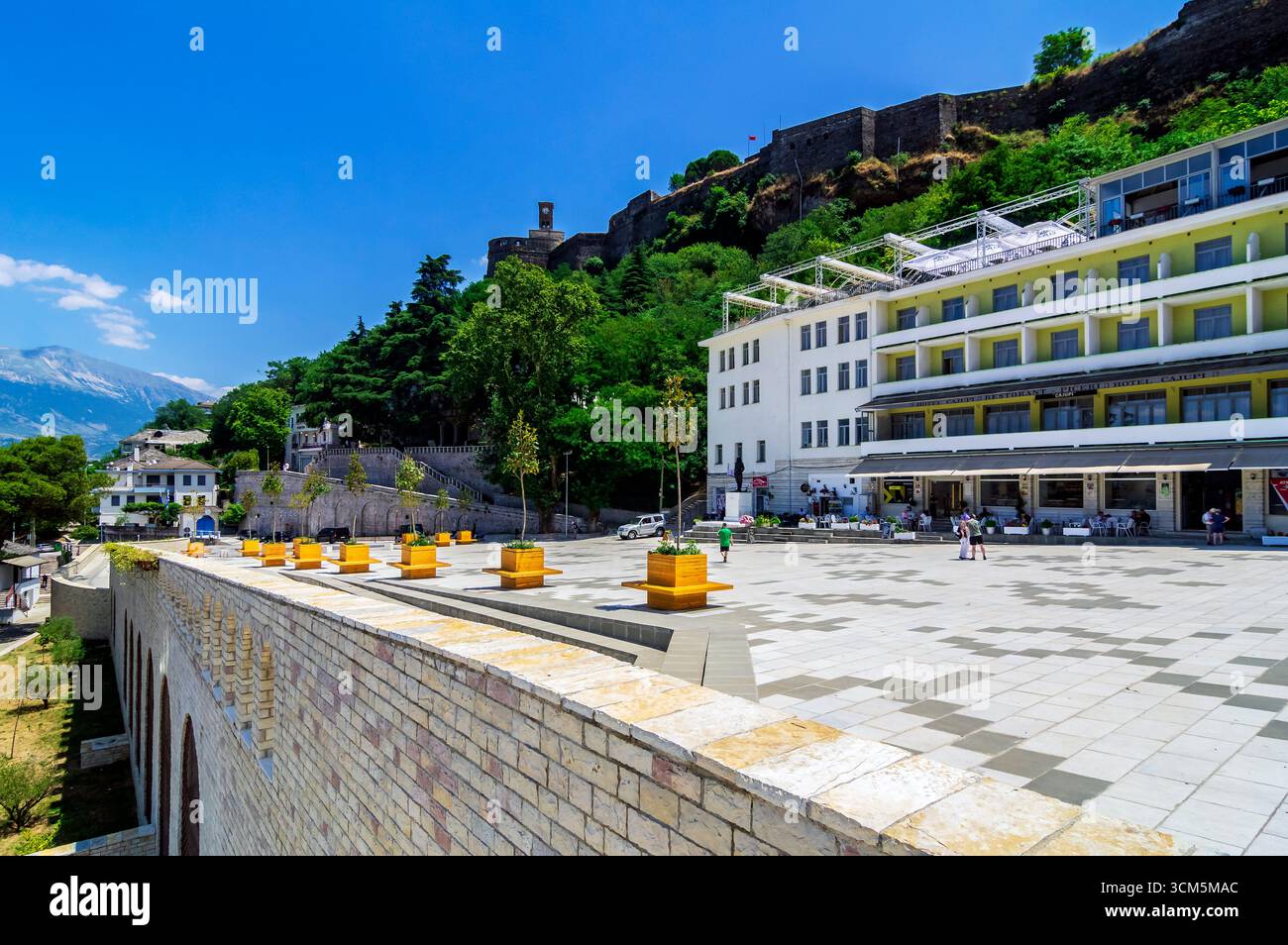 Views of the city of Gjirokastra in Albania, AL. Gjirokastra has been a UNESCO World Heritage Site since 2005 Stock Photo