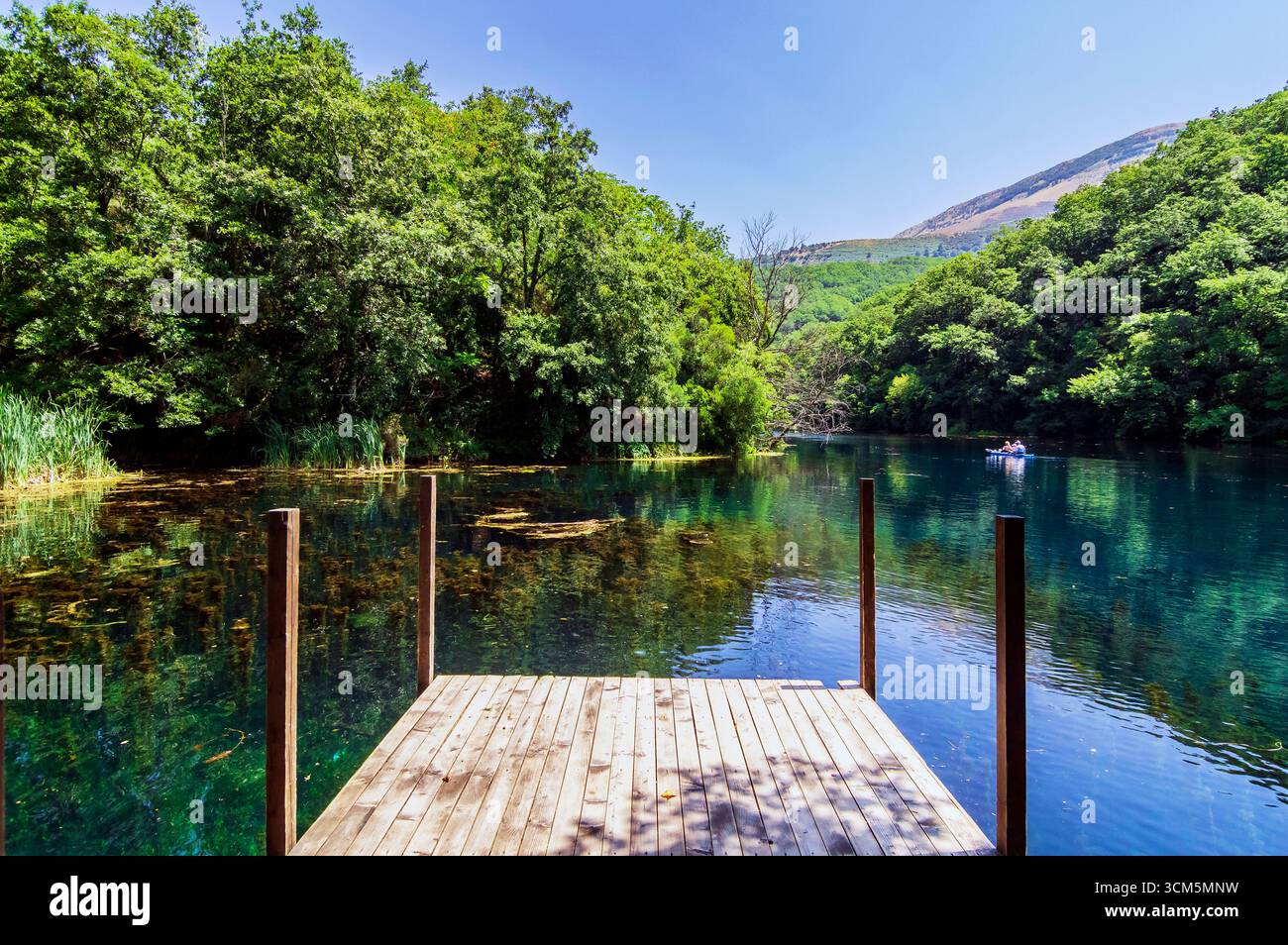 Syri i Kaltër (Blue Eye) is a karst spring on the western slope of the Mali i Gjerë Mountains in Albania. With a flow rate of 6 m³/s, it is the most a Stock Photo