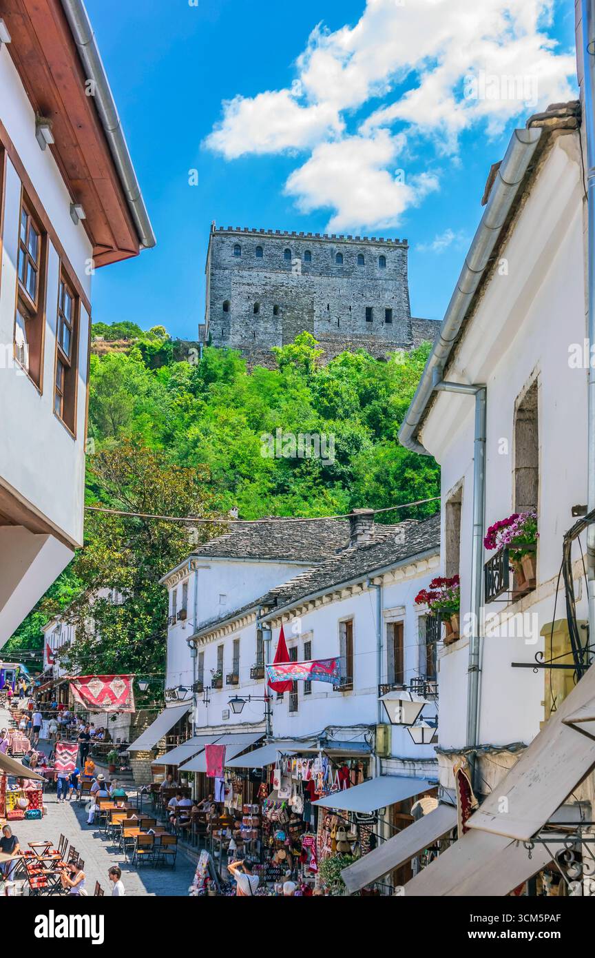 Views of the city of Gjirokastra in Albania, AL. Gjirokastra has been a UNESCO World Heritage Site since 2005 Stock Photo