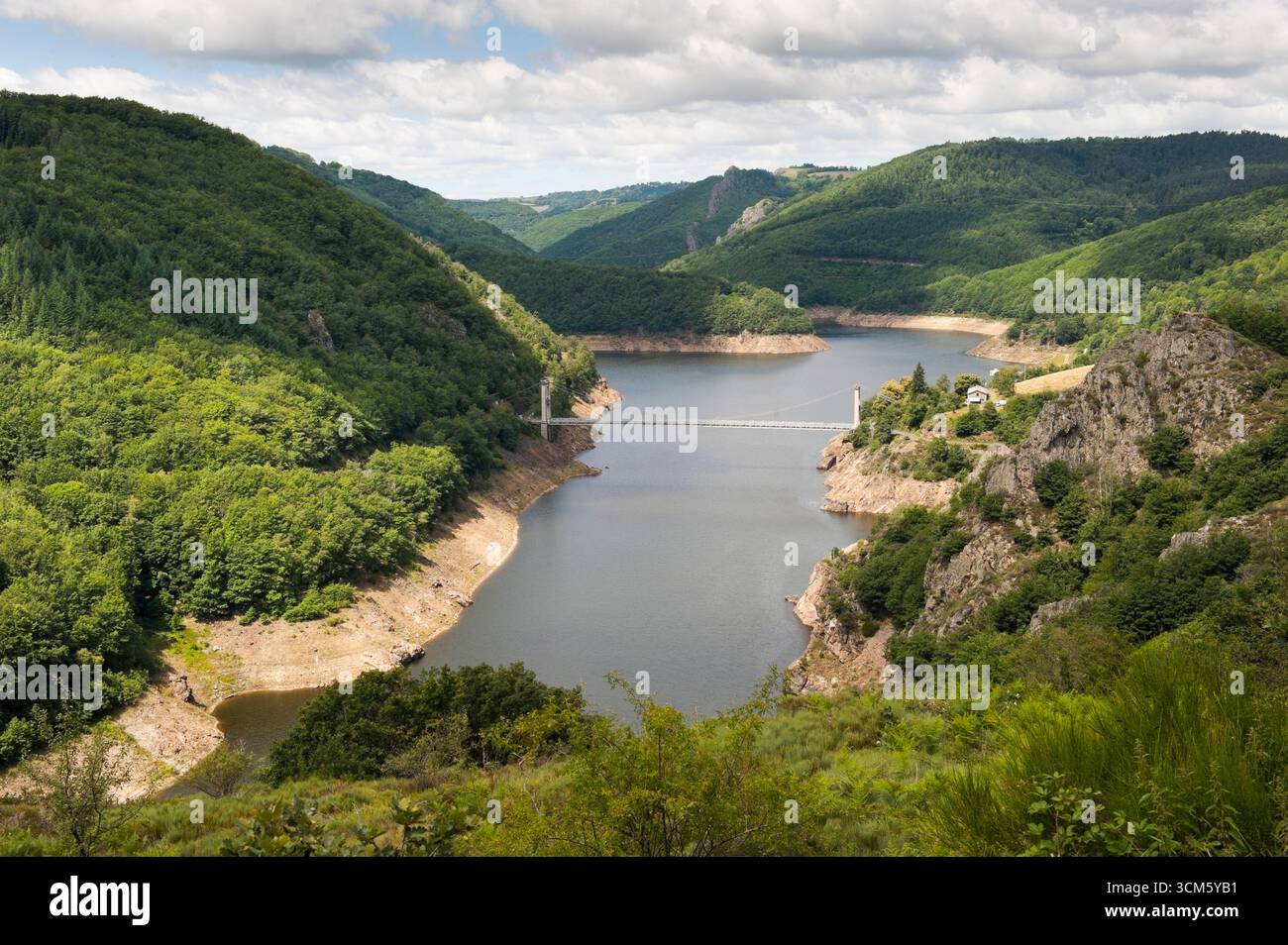 Suspension bridge,Pont de Treboul over La Truyere River,Cantal department, Auvergne region,France,Europe Stock Photo