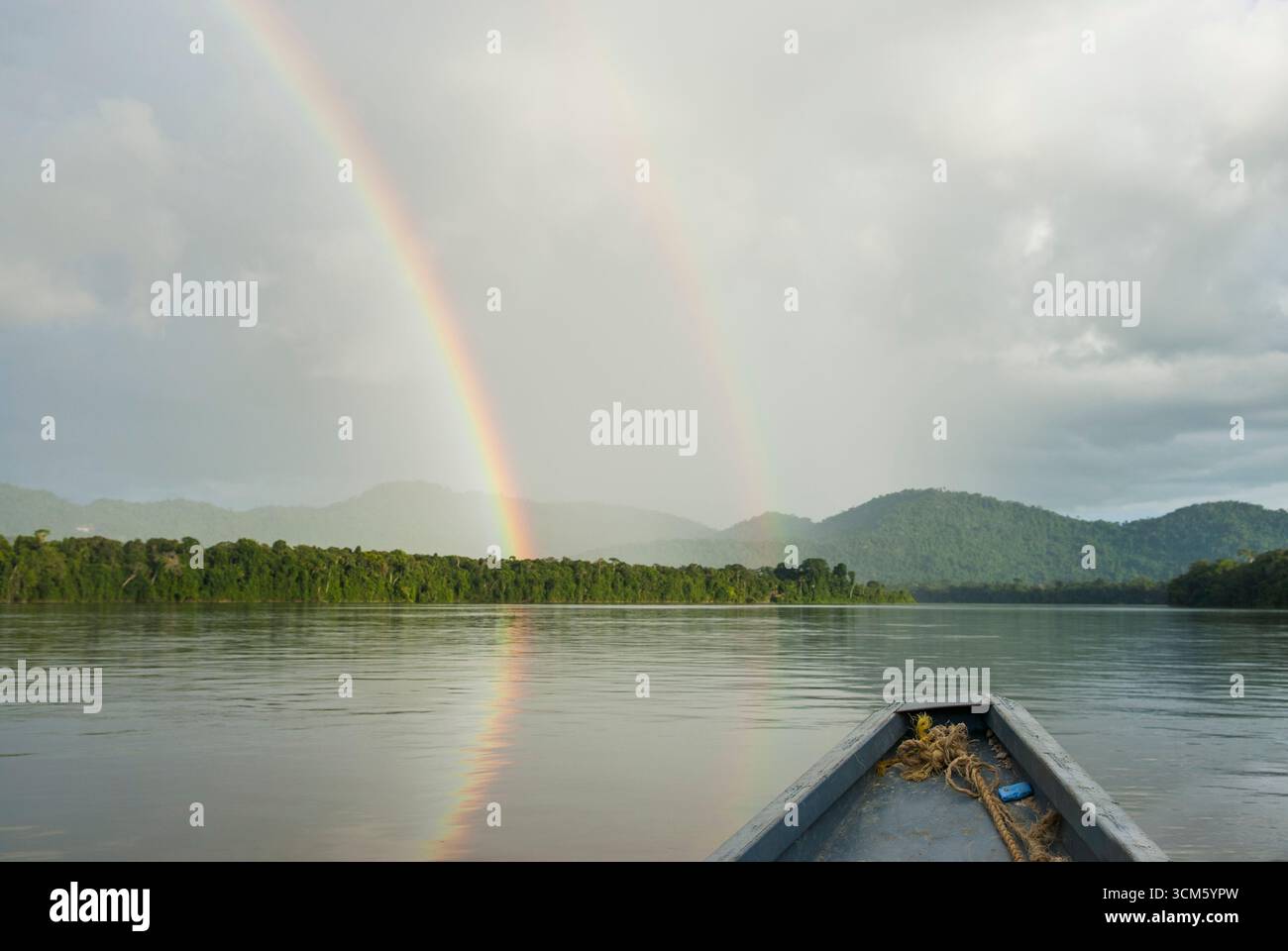 Pirogue trip on the Caura River, Etat de Bolivar, Bolivarian Republic of Venezuela, South America Stock Photo