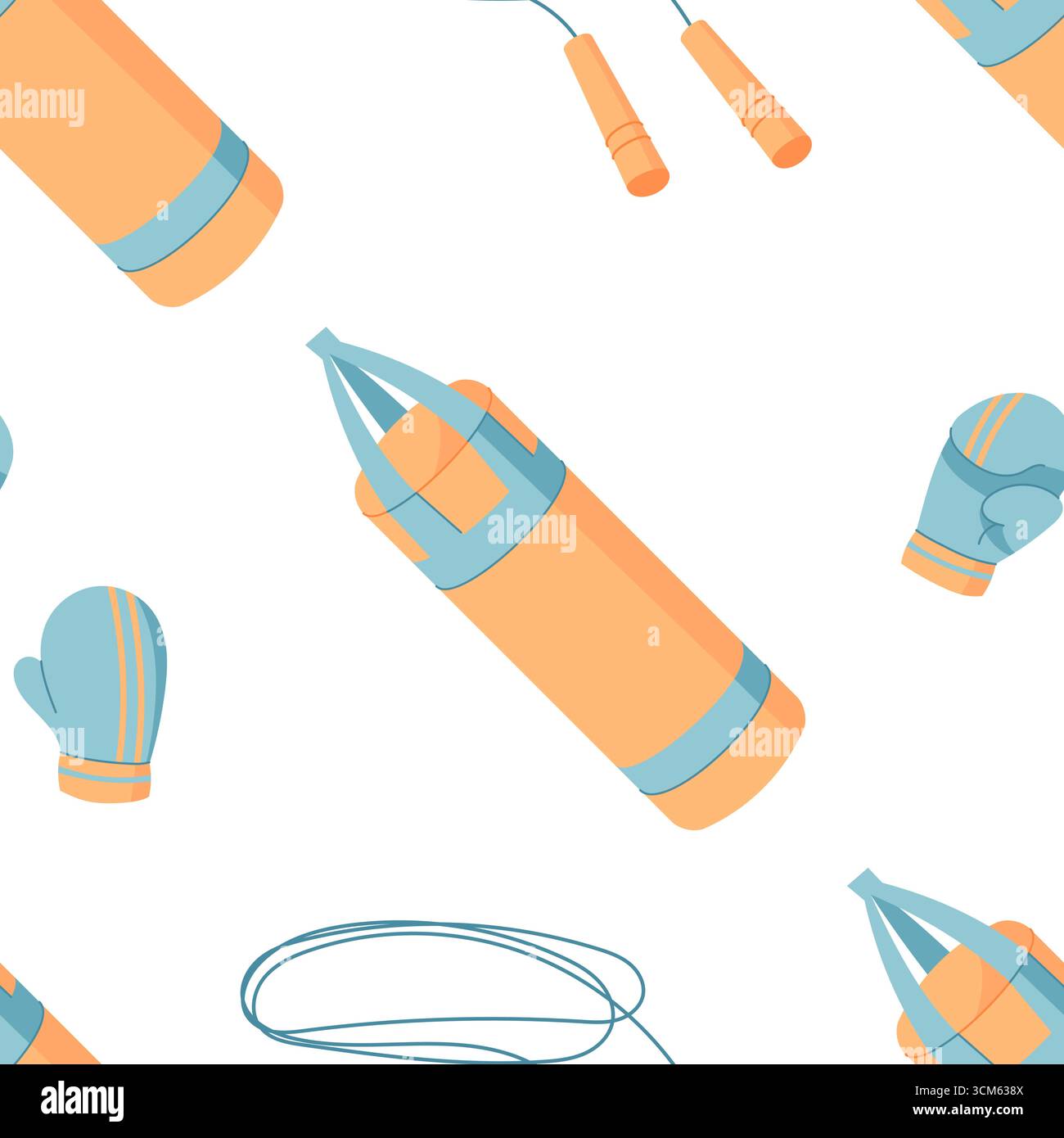 Flat Seamless Boxing Gym Pattern Stock Vector