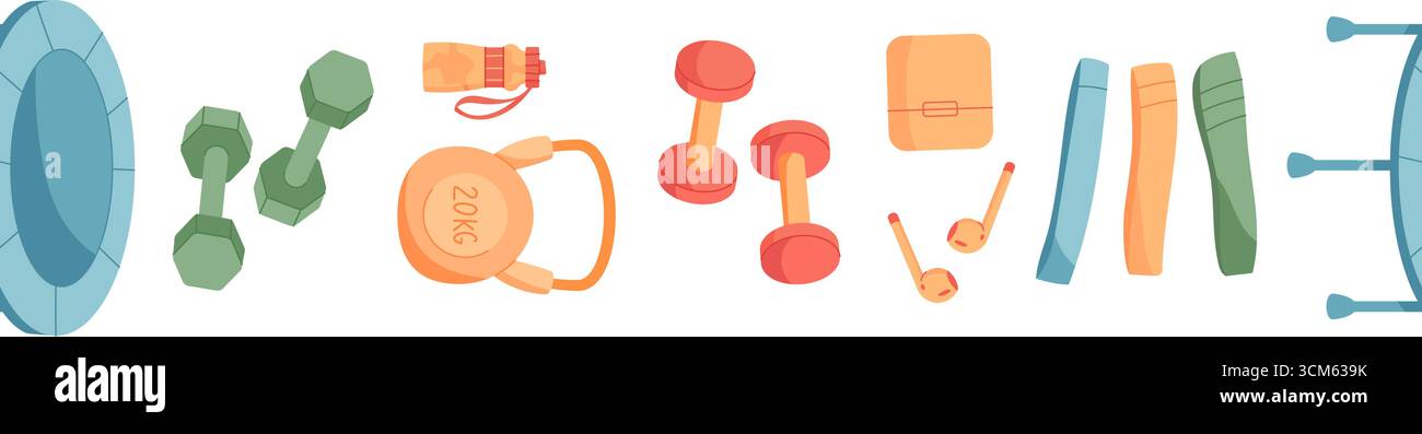 Seamless Border With Fitness Equipment Pattern Stock Vector