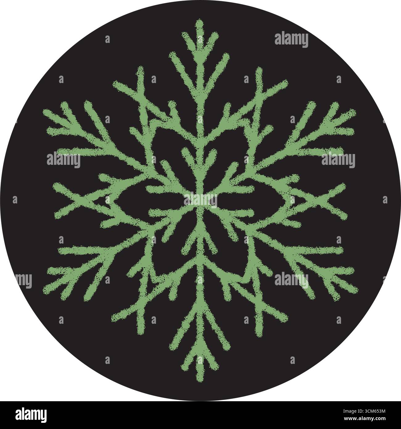 Chalk Snowflake Symbol On Circle Sticker Stock Vector